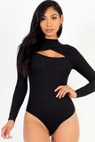 Front Cutout Long Sleeve Bodysuit - Fashionistas Showroom