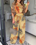 Two-piece Crewneck Top Waist Pants Set - Fashionistas Showroom