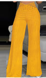 Women's High Waist Casual Pants Draping Pleated Hollow Water Ripple Wide Leg Pants Women's Trousers