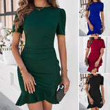 Solid Color Temperament Slim Dress - Fashionistas Showroom