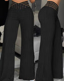Women's High Waist Casual Pants Draping Pleated Hollow Water Ripple Wide Leg Pants Women's Trousers