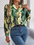 Leisure Contrast Striped Suit Collar Long Sleeve Shirt - Fashionistas Showroom