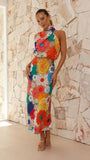 Printed Halter Sleeveless Waist-tight Dress - Fashionistas Showroom
