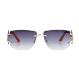 Red Rimless Temple Sunglasses