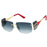Red Rimless Temple Sunglasses
